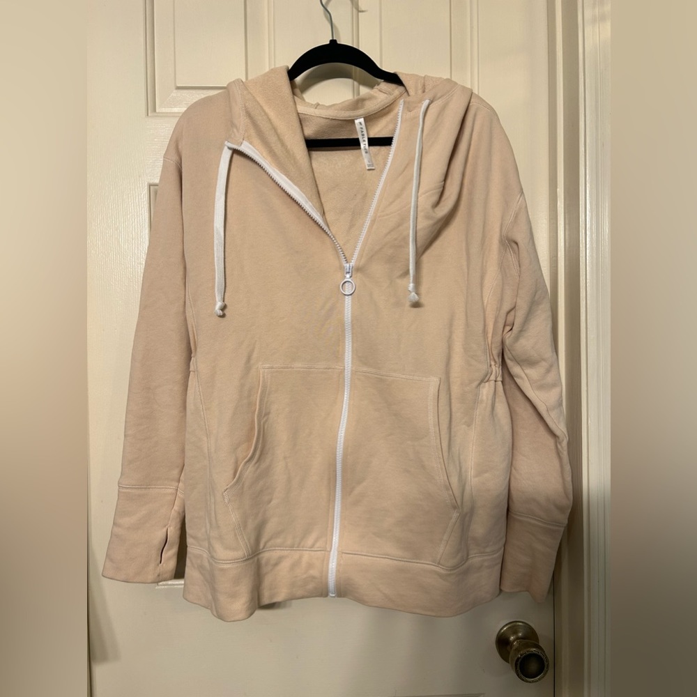 Fabletics Hooded Open Front Cardigan Two Pockets Womens size L color cream